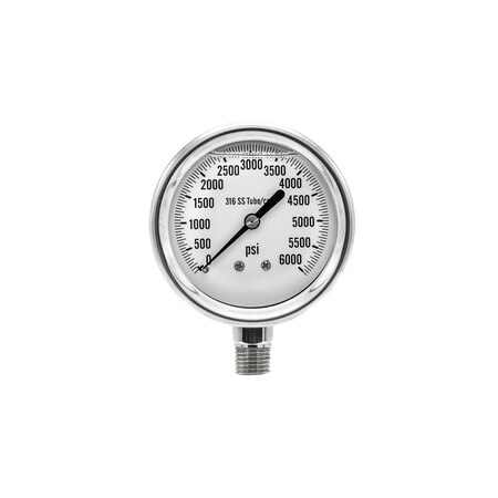 Pic Gauges 2 1/2 in Dial, 1/4 in NPT Male Lower Location, Stainless Steel Case Material PRO-311D-254S